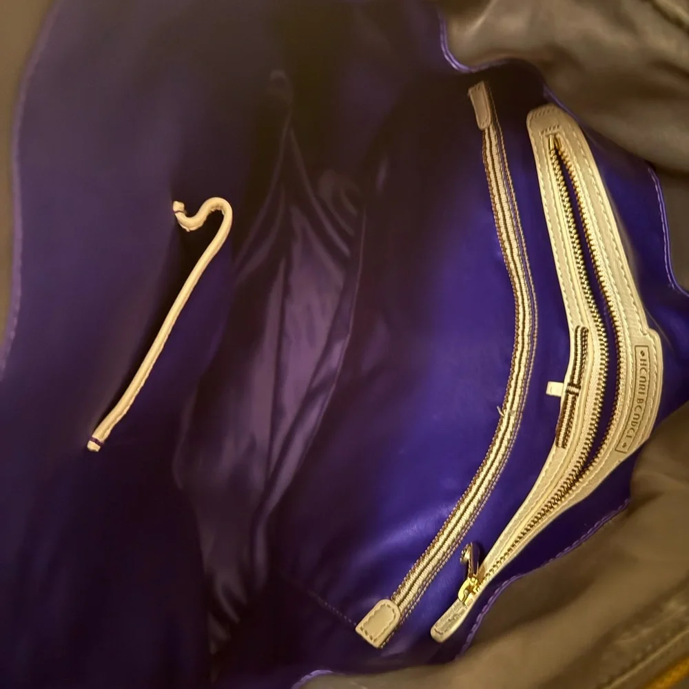 Henri Bendel Gray Backpack with Gold Details No lock for bag. - Picture 7 of 8